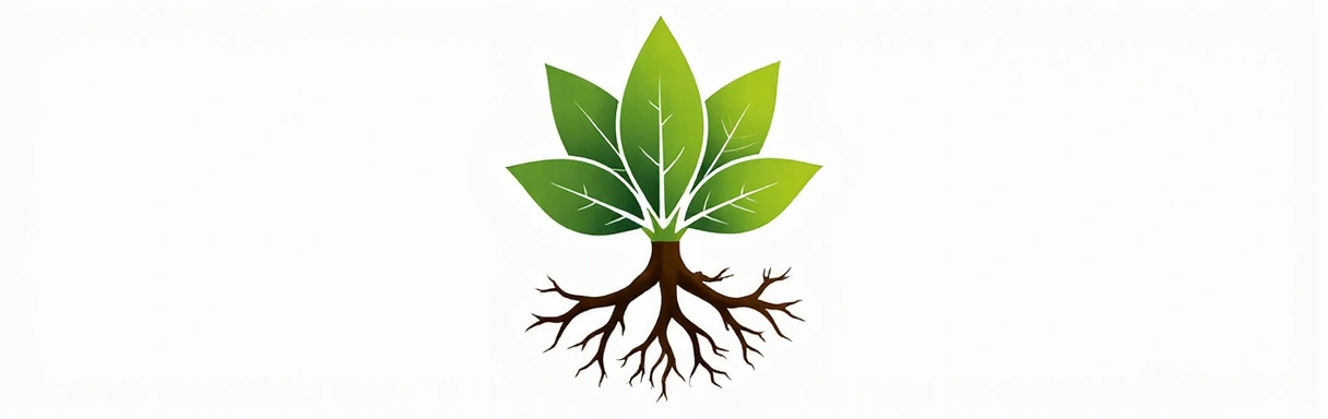Dynamic, clean image of natural elements associated with male energy and strength, like vibrant green leaves or powerful roots, in a modern, minimalist style.